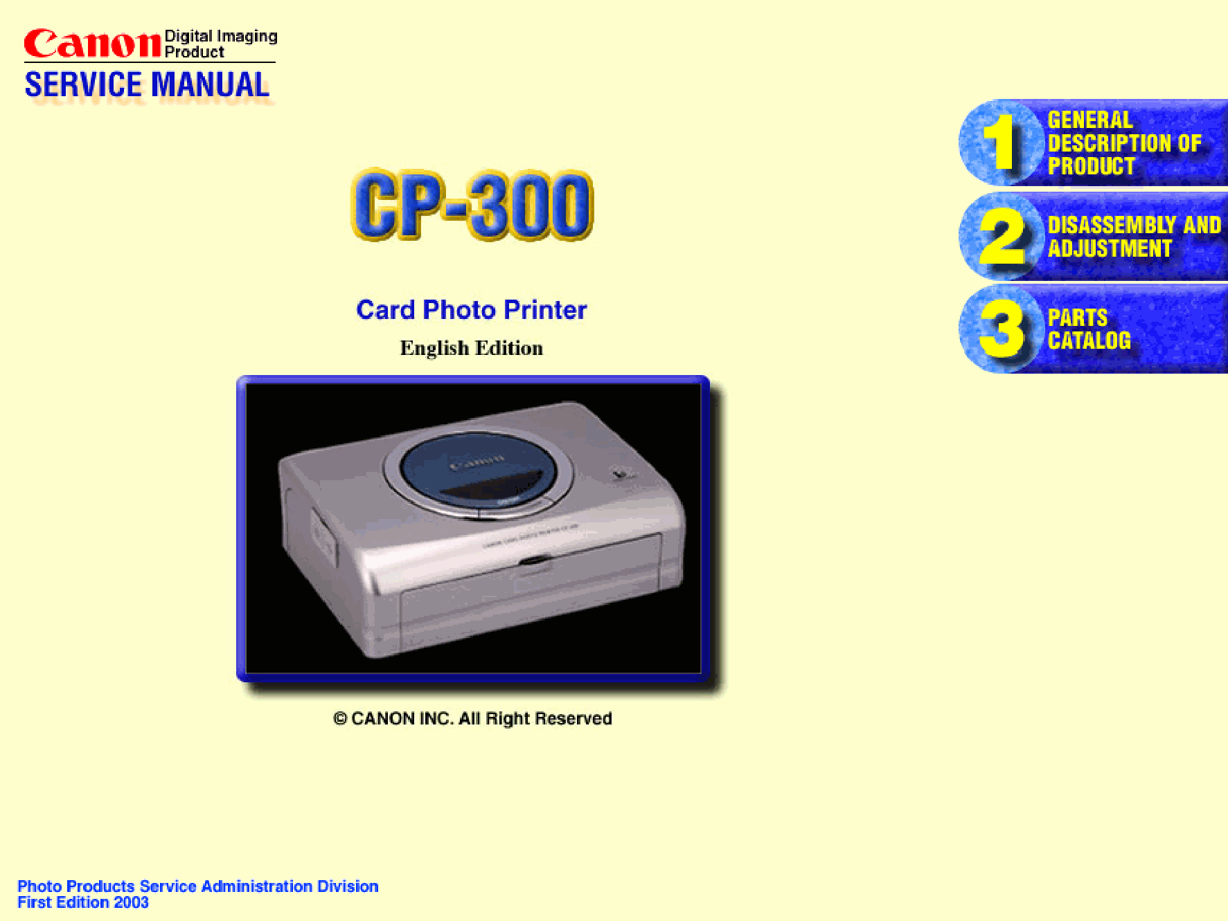 Canon SELPHY CP300 Service Manual-1